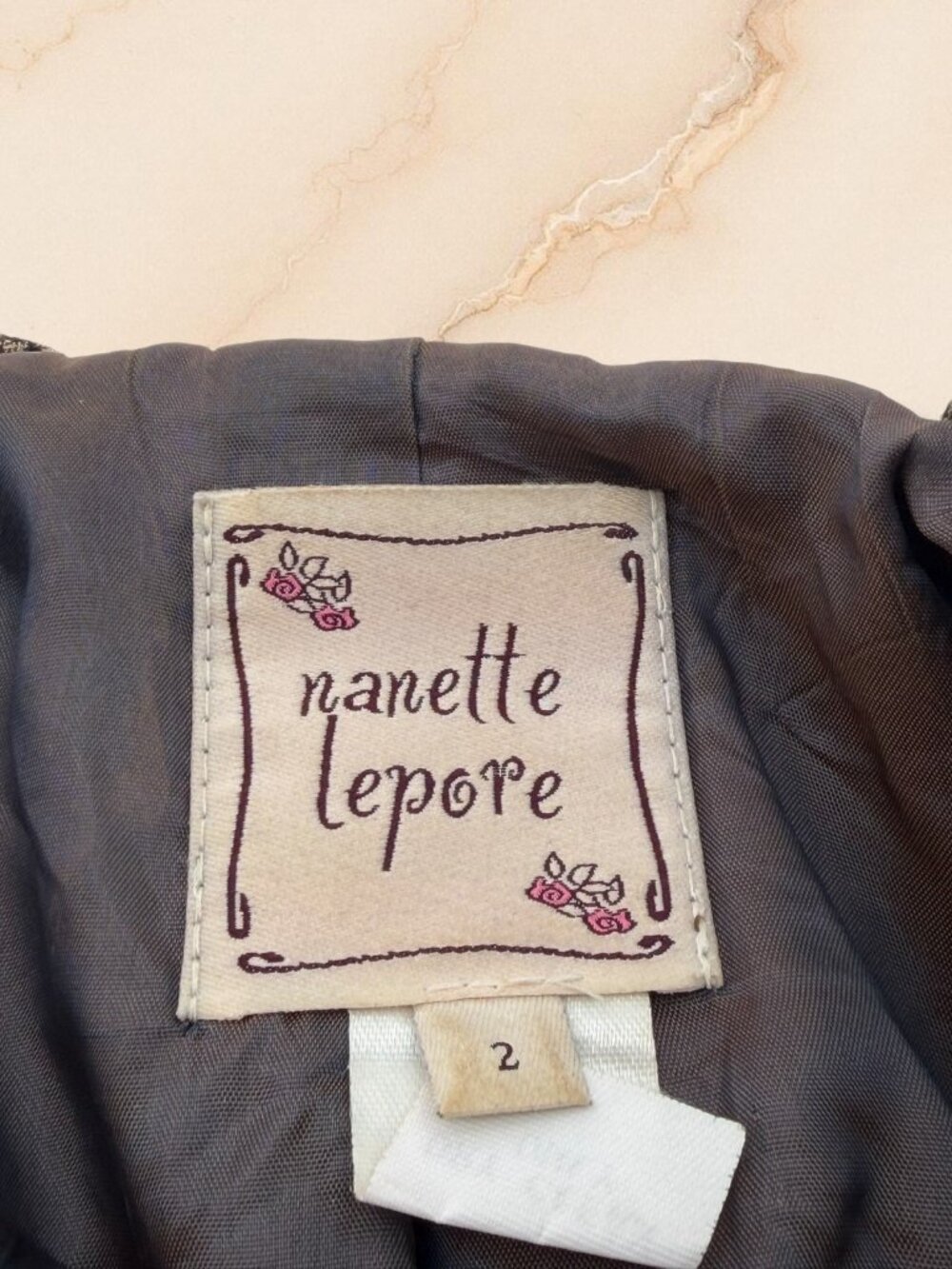 Nanette Lepore Brown Tweed Ruched Silk-Lined‎ Blazer 2 - Picture 2 of 6